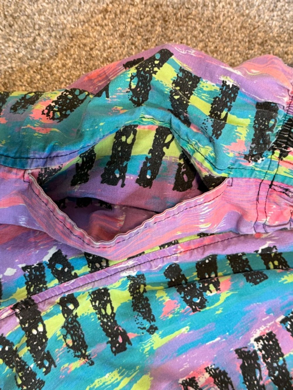 Vintage 90s Neon Abstract Shorts | High Waisted Retro Festival Beach Shorts - Picture 5 of 5